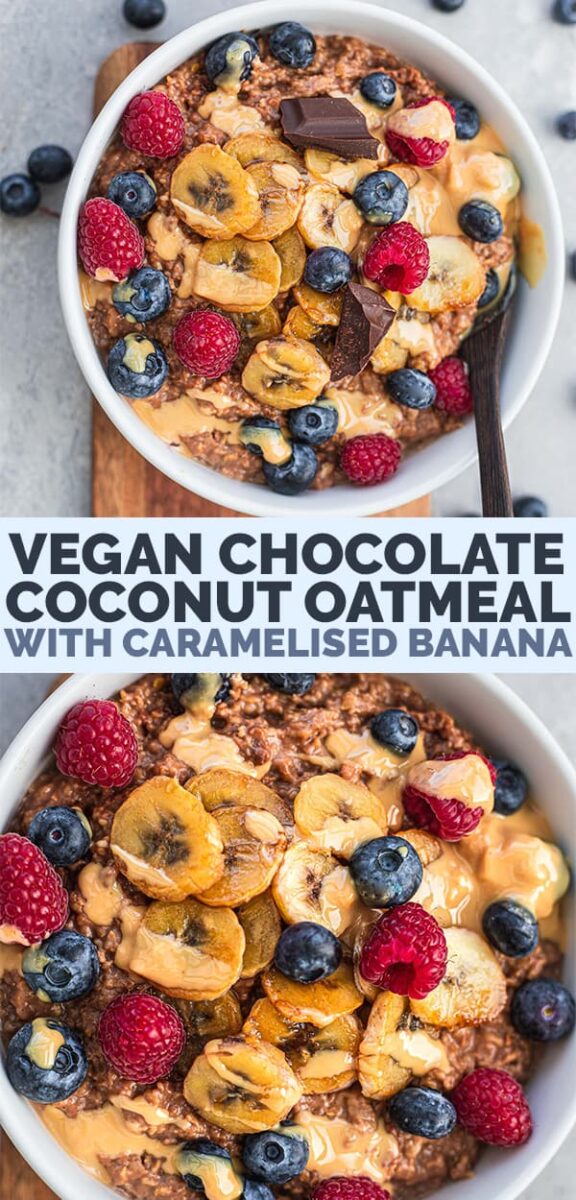 Vegan chocolate coconut oatmeal