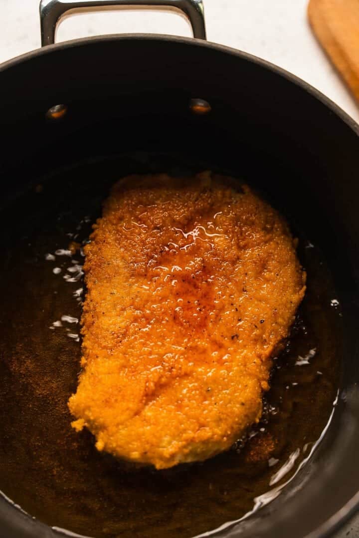 Vegan cutlet in a frying pan