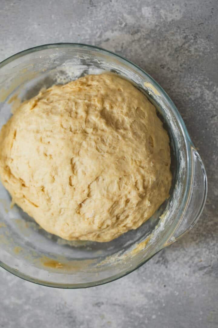 Vegan dough in a large bowl
