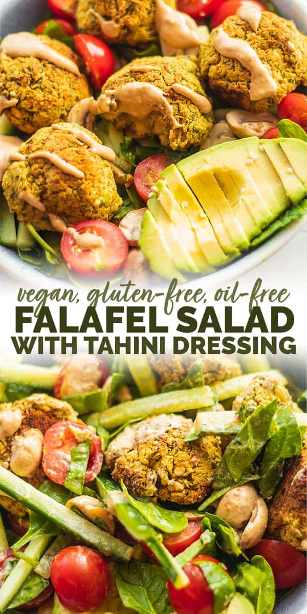 Vegan falafel salad with tahini dressing