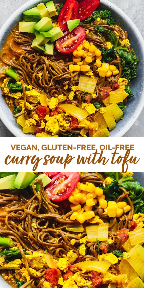vegan gluten-free oil-free curry soup with tofu