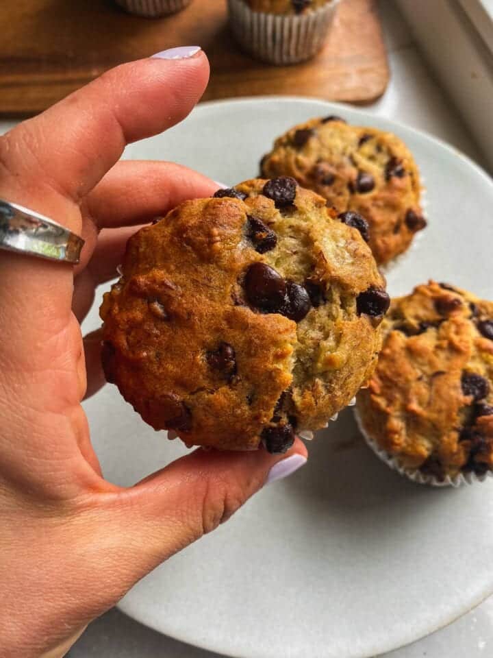 Vegan muffins with banana and chocolate chips