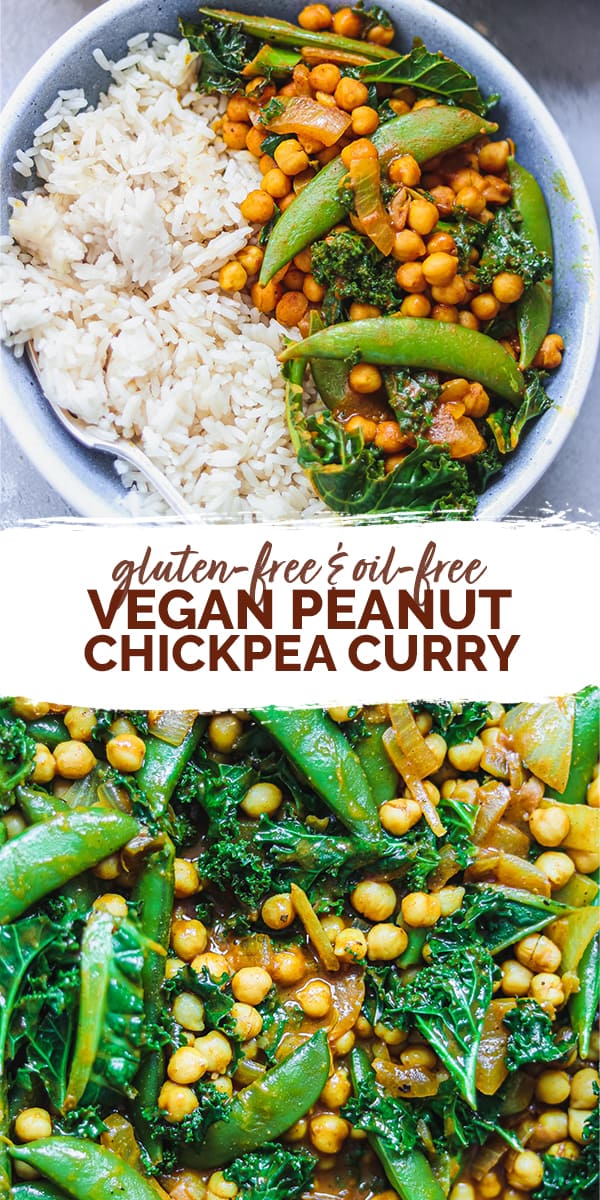 Gluten-free oil-free vegan peanut chickpea curry