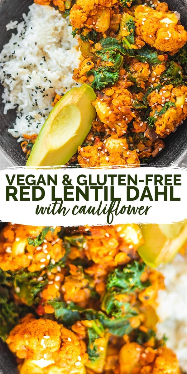 Vegan red lentil cauliflower Dahl Pinterest