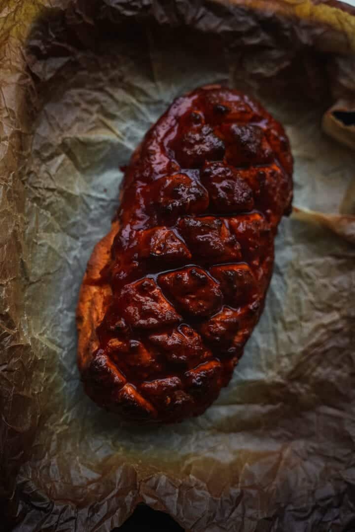 Vegan seitan loaf with a maple glaze