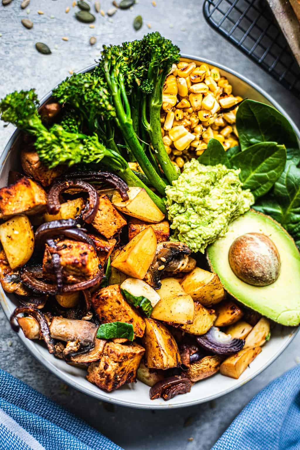 Bowl with vegan sheet pan dinner