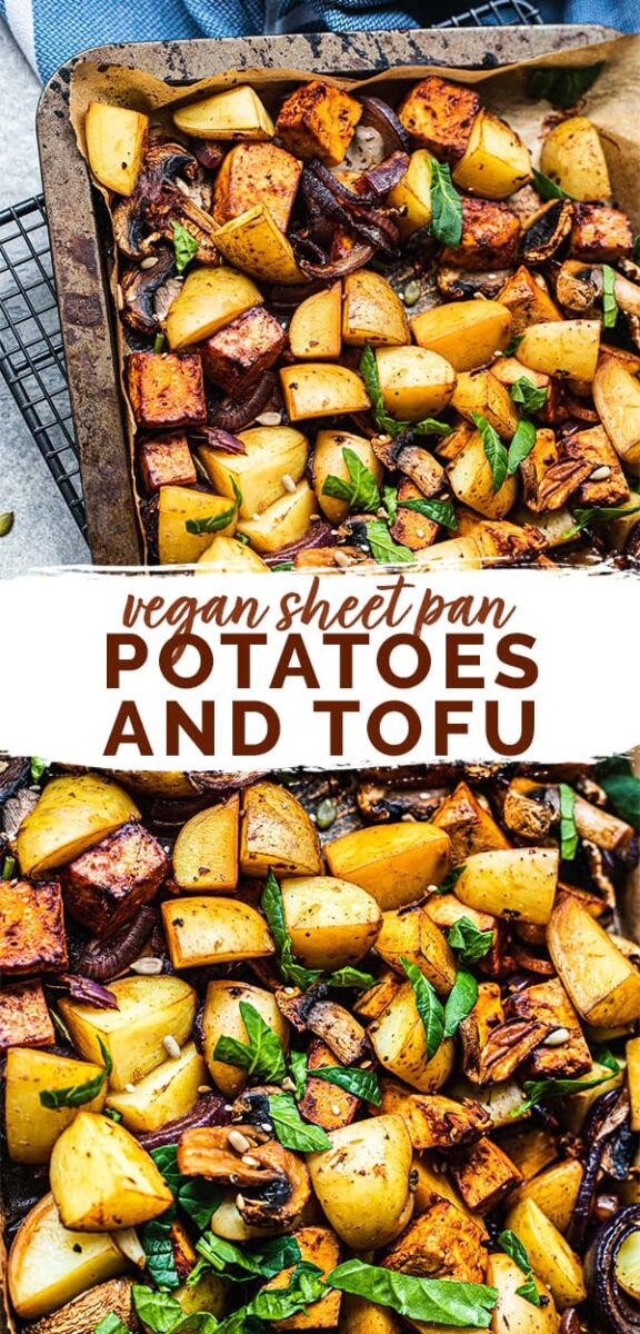 Vegan sheet pan potatoes and tofu Pinterest