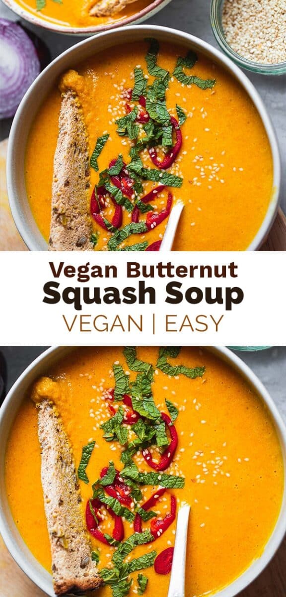 Vegan spicy butternut squash soup