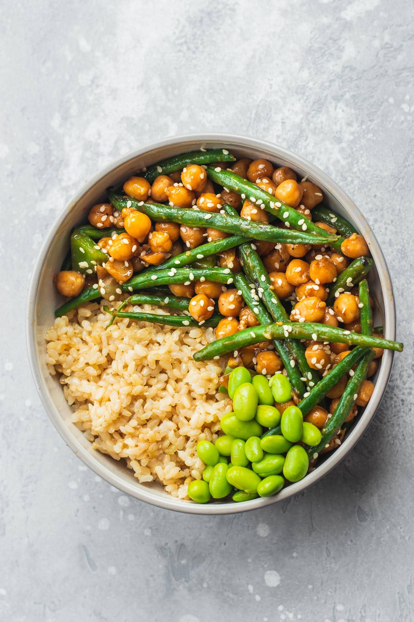 Vegan sweet and sour chickpeas and green beans