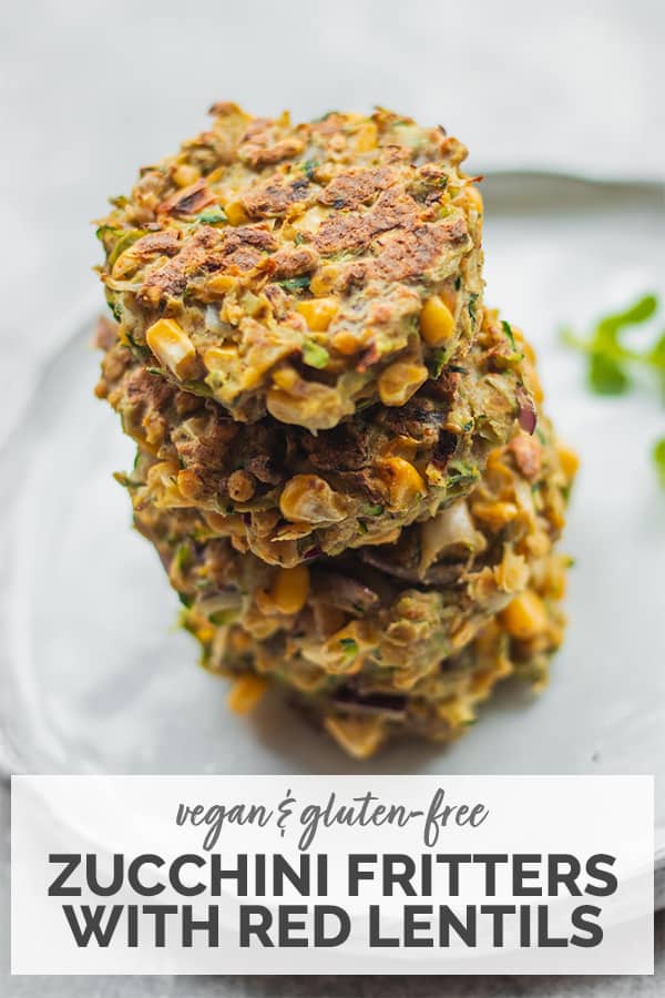 Gluten-free vegan zucchini fritters with red lentils Pinterest