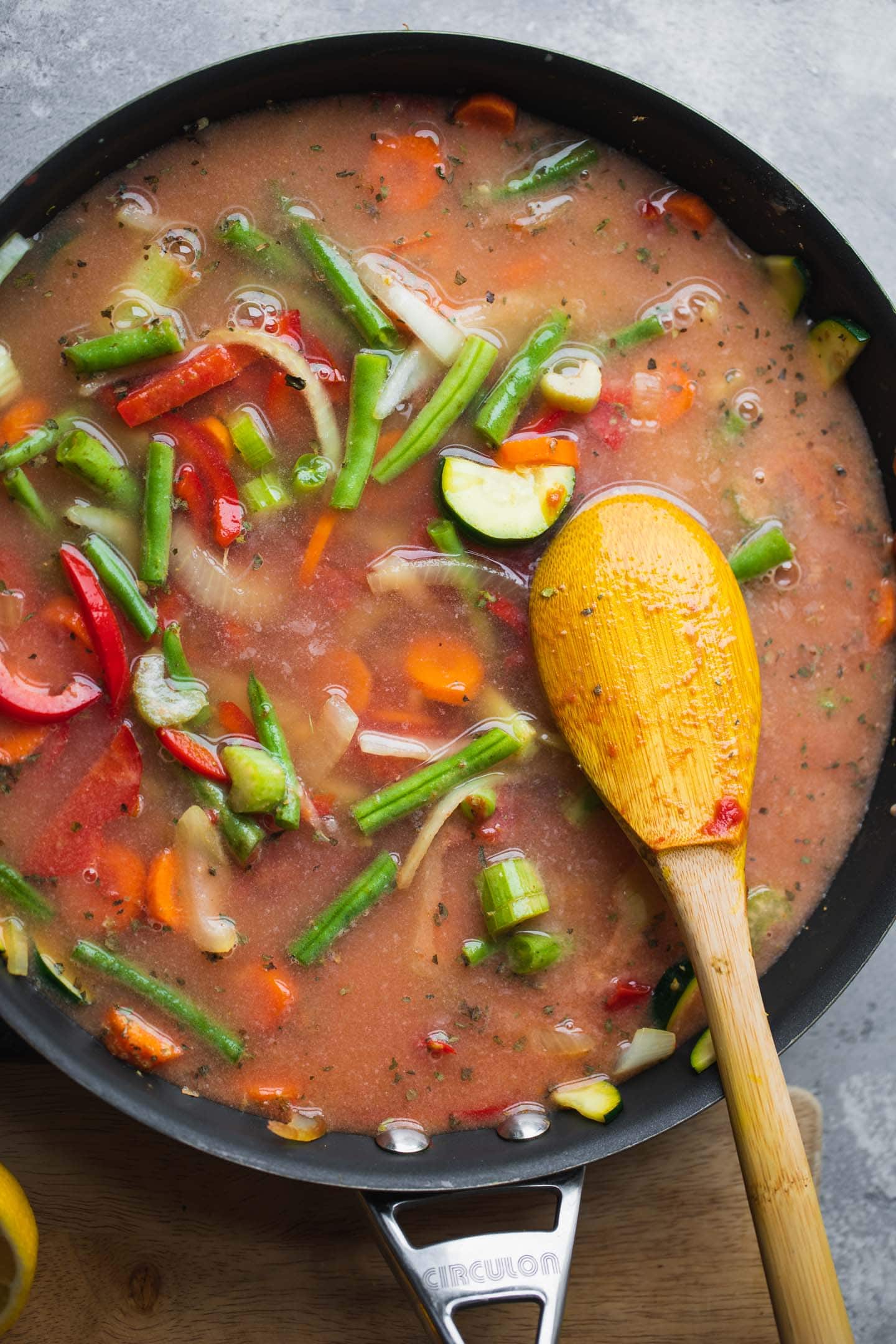Vegetable soup in a large pan