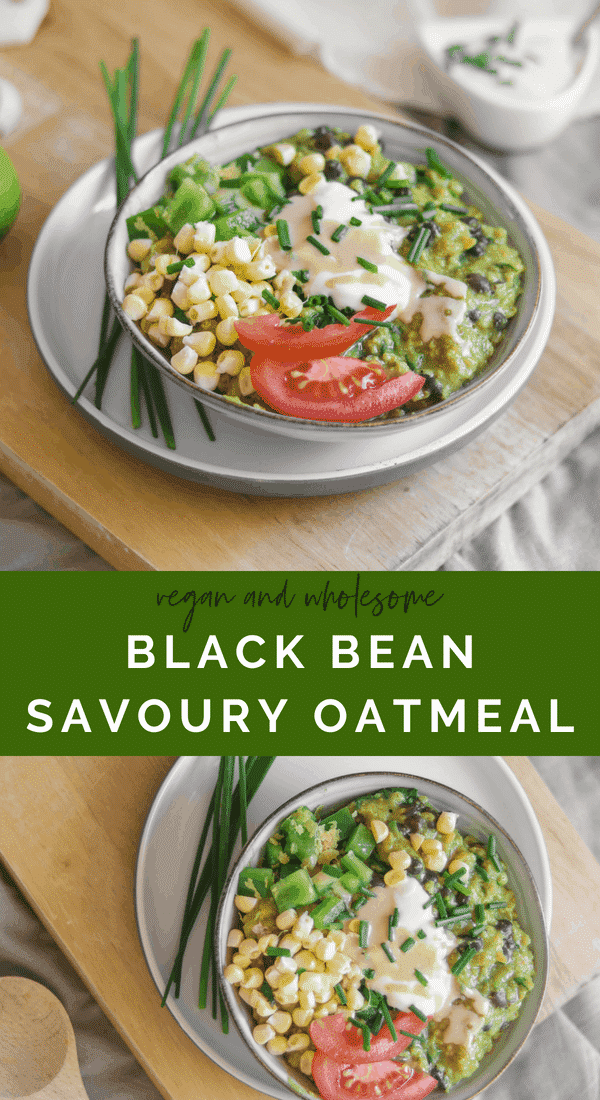 Vegan and wholesome black bean savoury oatmeal recipe with zucchini and turmeric