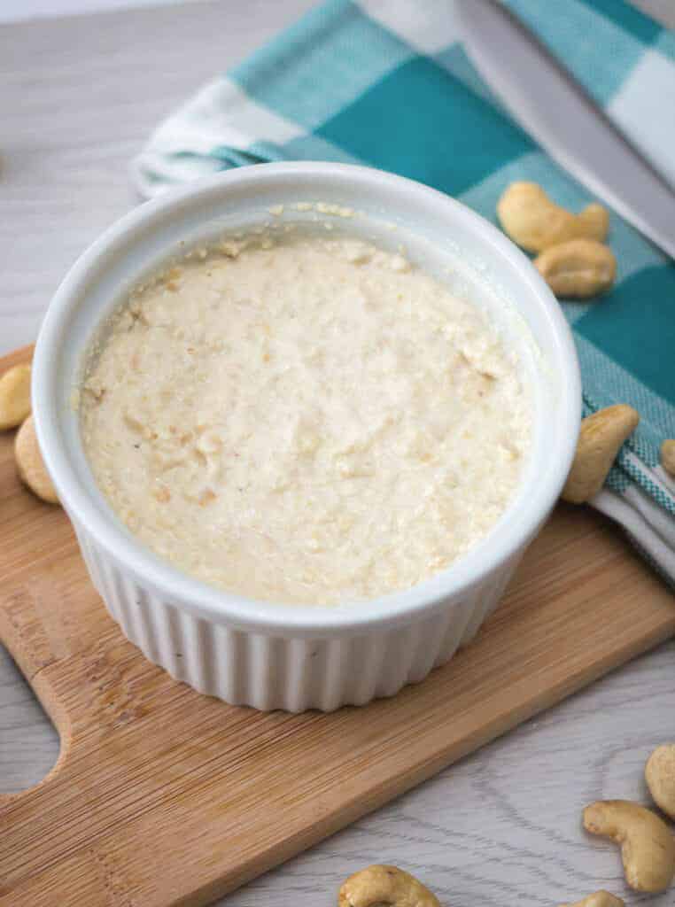 ramekin of homemade vegan cream cheese