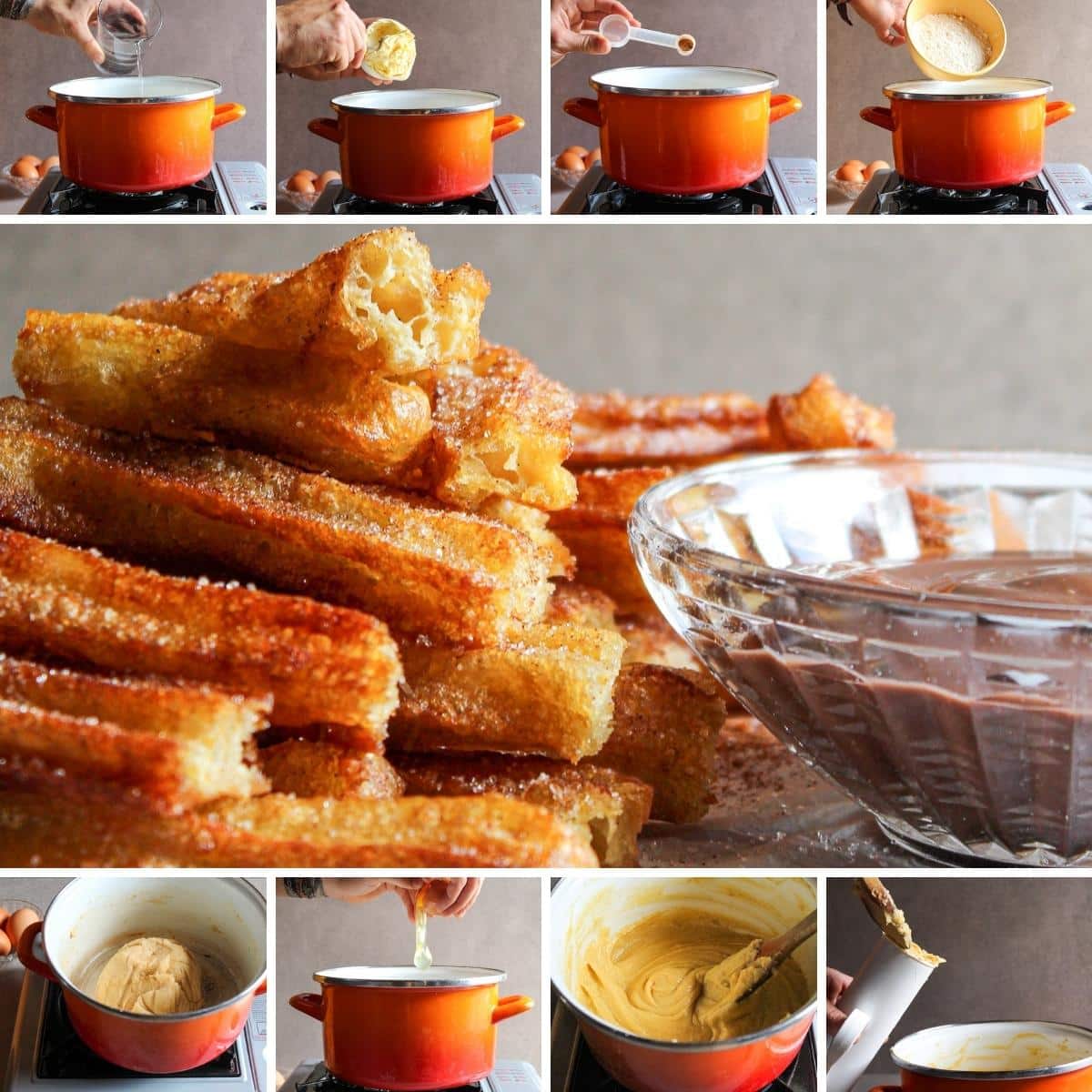 how to make homemade churros collage