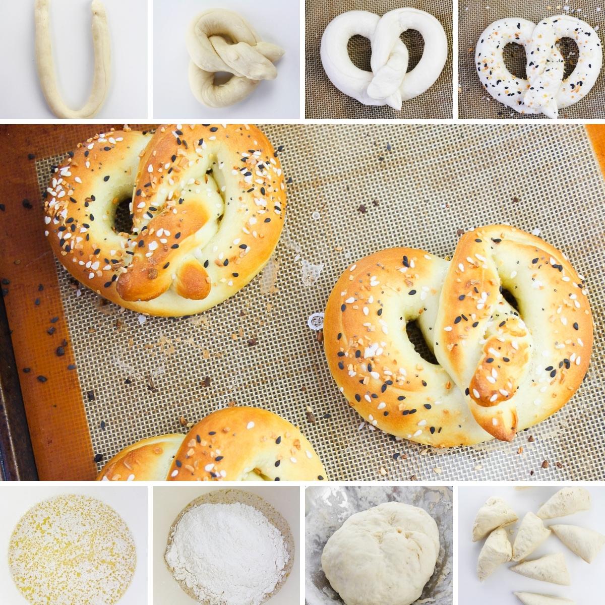 how to make homemade soft pretzels collage
