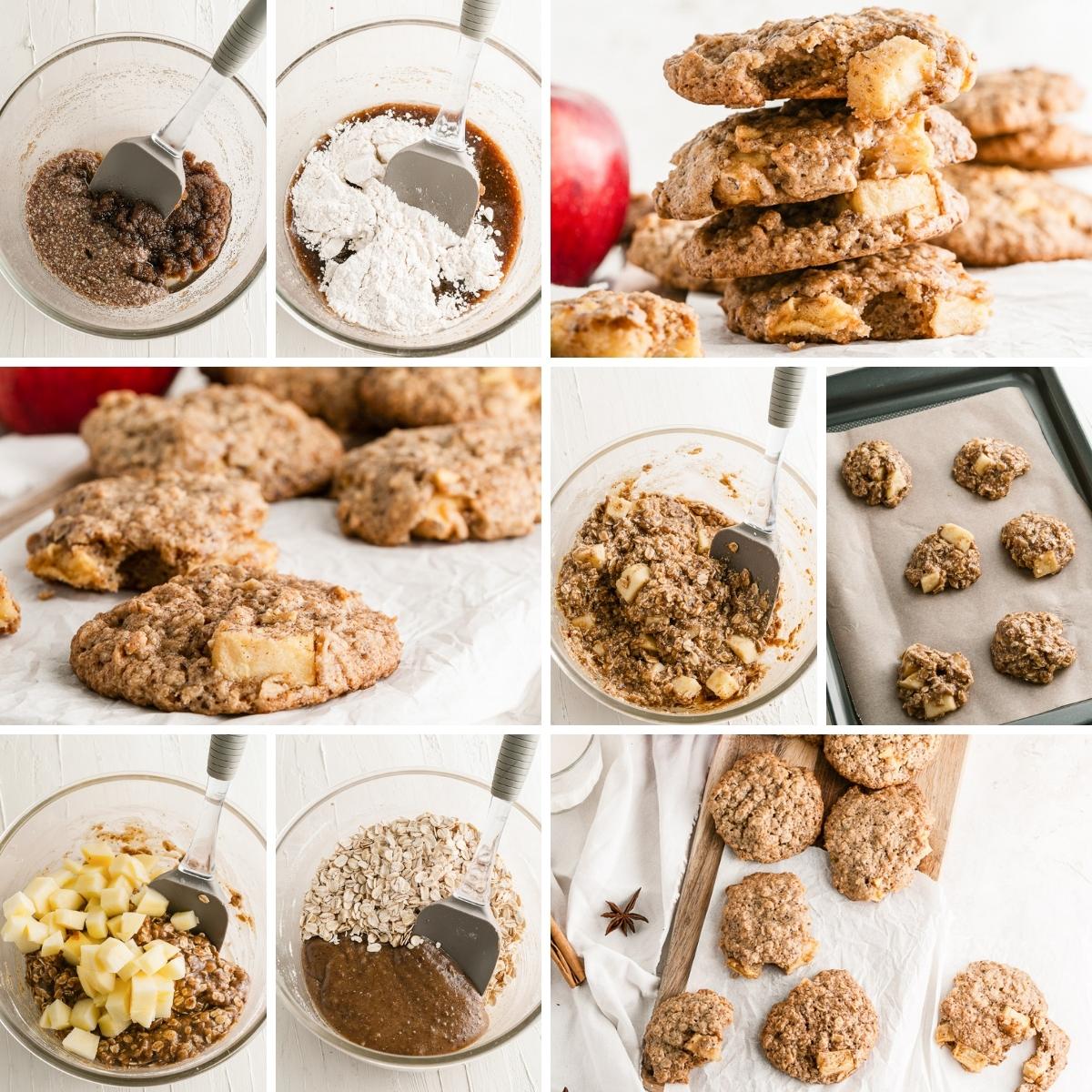 how to make vegan apple oatmeal cookies collage