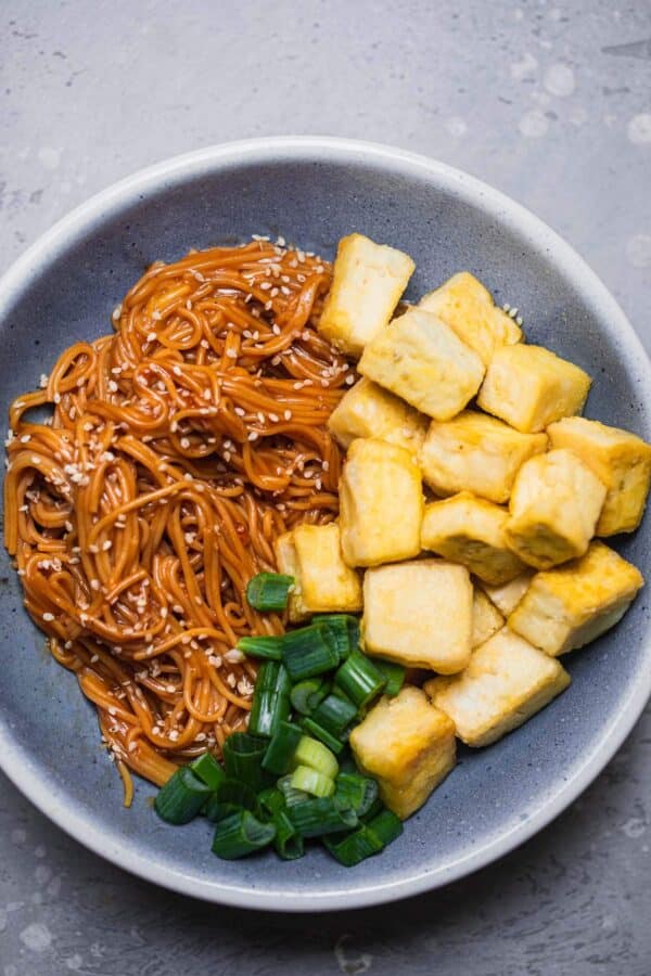 crispy tofu with noodles
