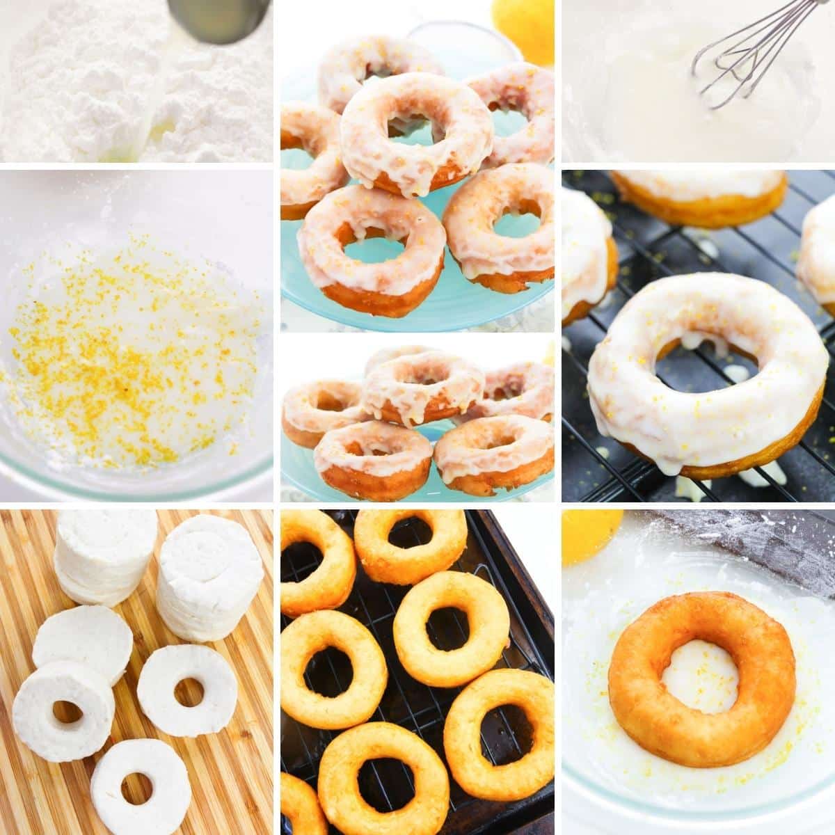 how to make glazed lemon donuts collage