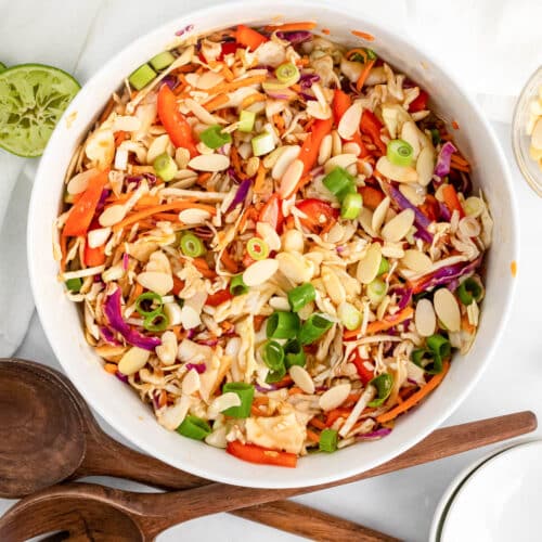 Crunchy Asian Slaw with Sesame-Ginger Dressing - Oh My Veggies