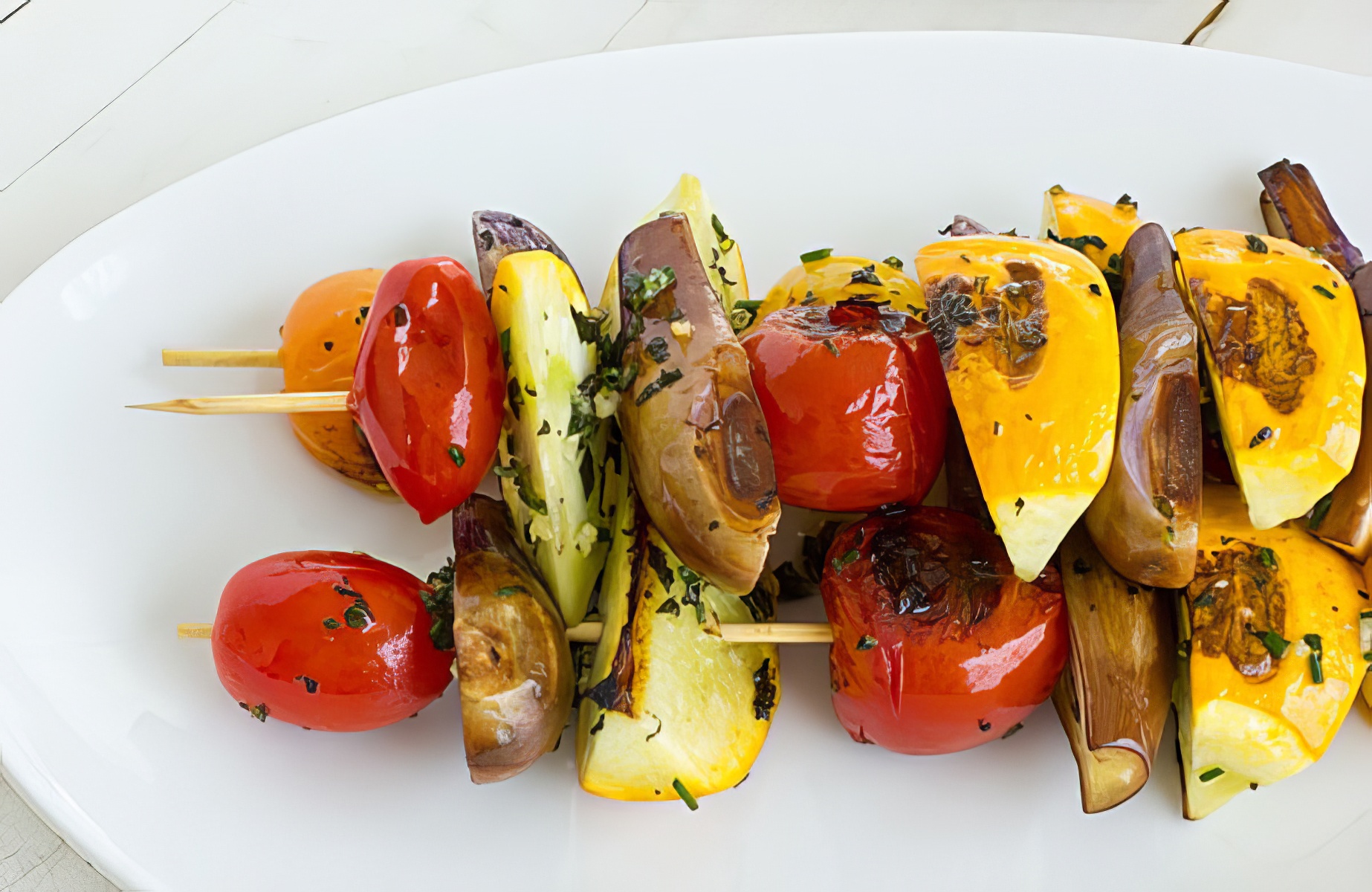 close up of the grilled veggies