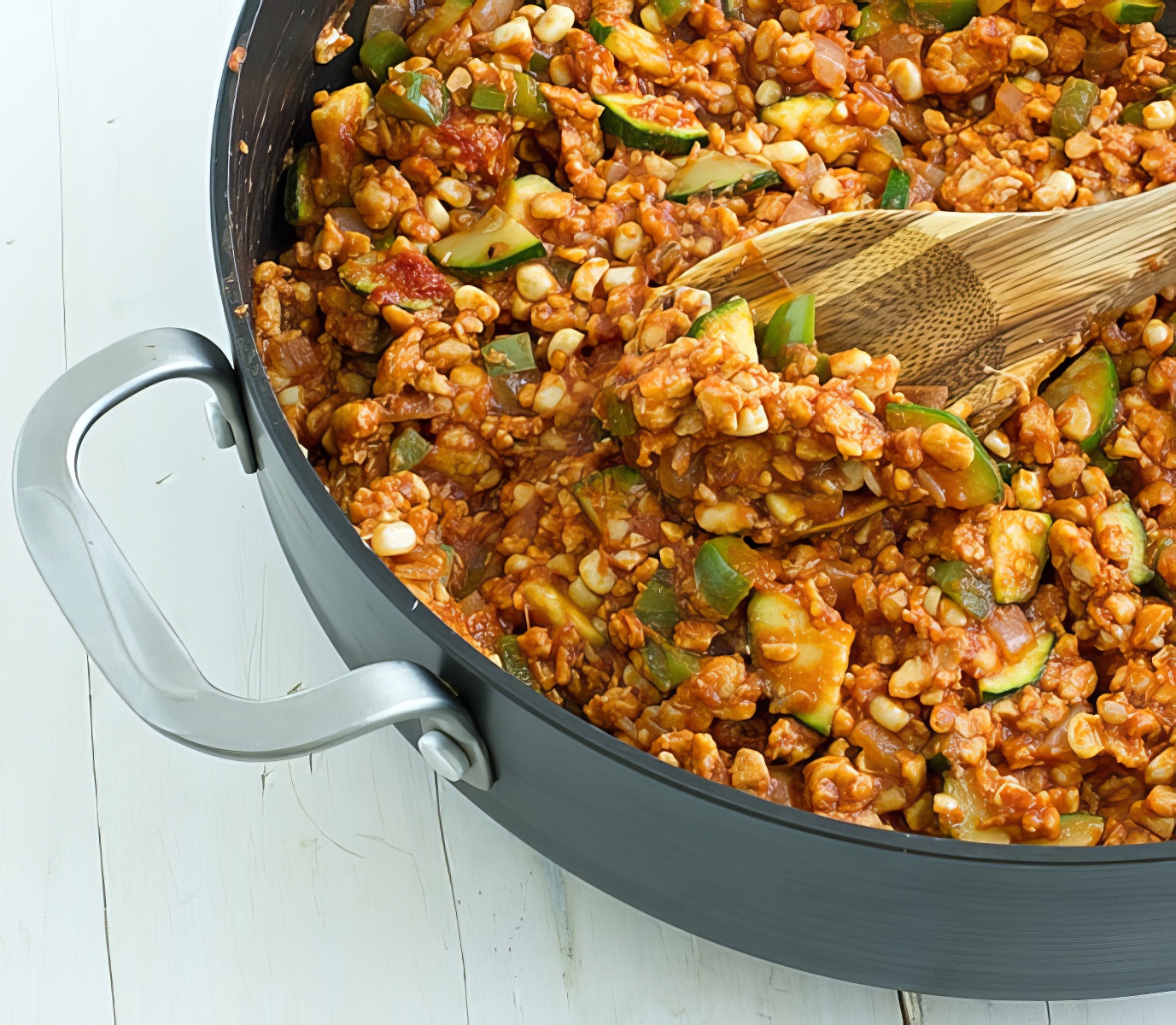 veggie and tempeh sloppy joes in skillet