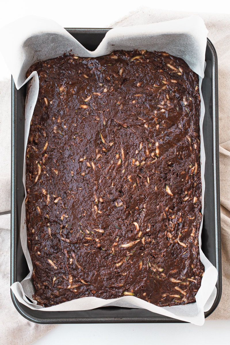 pan of vegan zucchini brownies