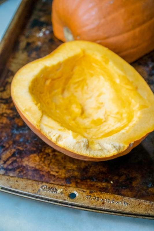 hollowing out pumpkin for roasting