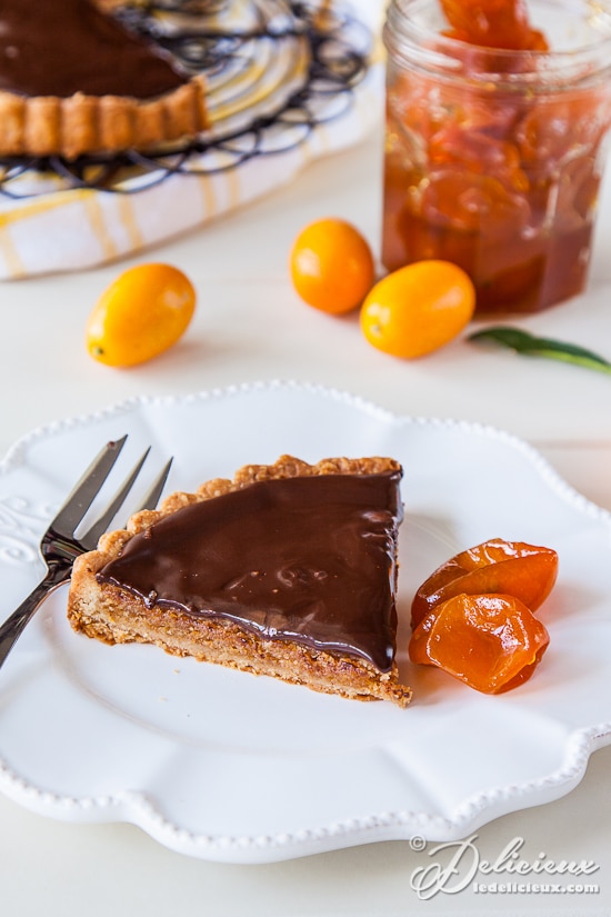 Almond Chocolate and Cumquat Tart recipe | via deliciouseveryday.com