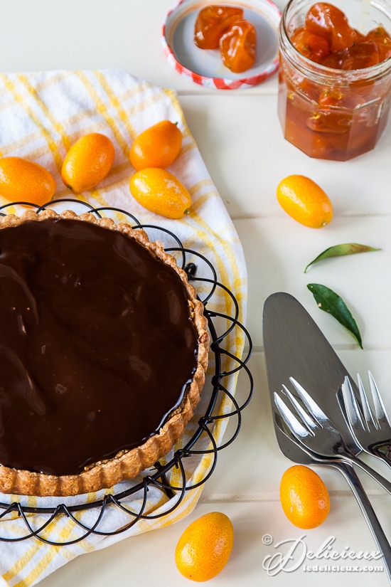 Almond Chocolate and Cumquat Tart recipe | via deliciouseveryday.com