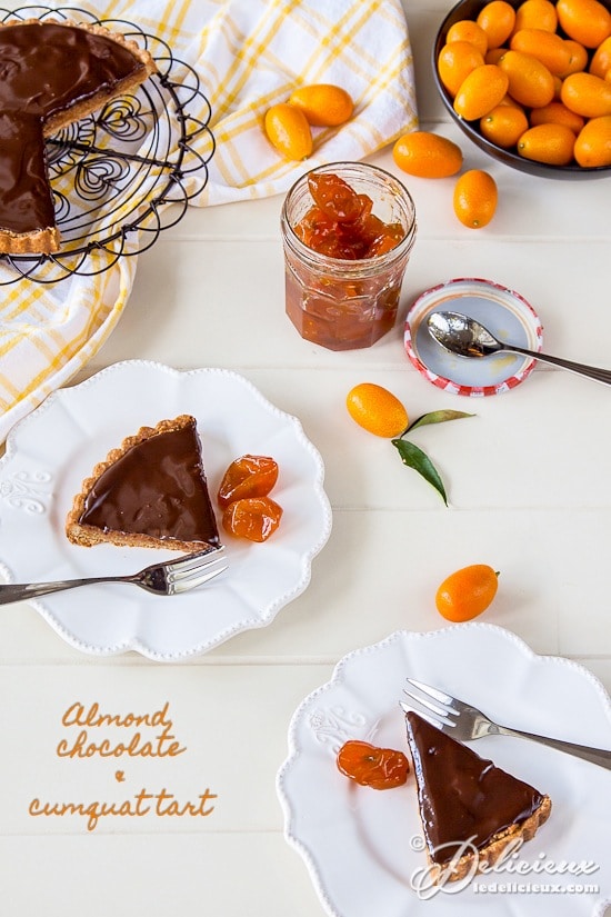 Almond Chocolate and Cumquat Tart recipe | via deliciouseveryday.com