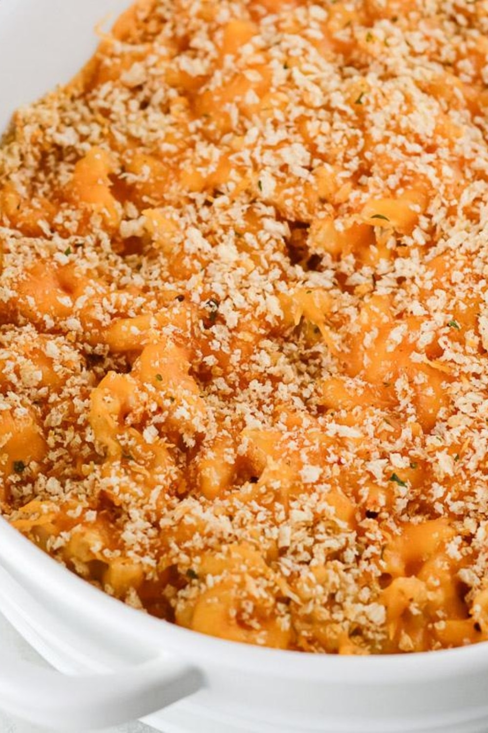 baked vegan mac and cheese close up