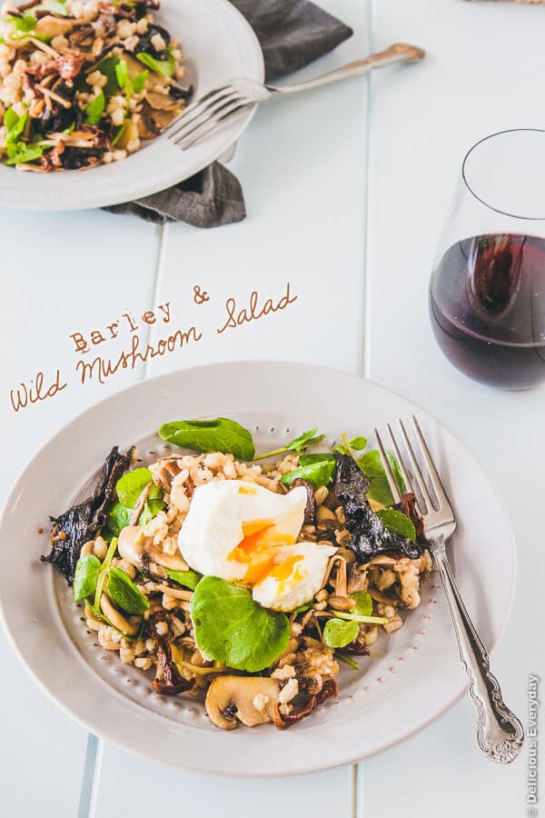 Barley and Wild Mushroom Salad with Poached Egg recipe | DeiciousEveryday.com