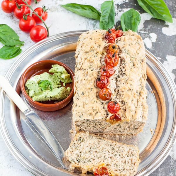 beer bread with basil and tomatoes