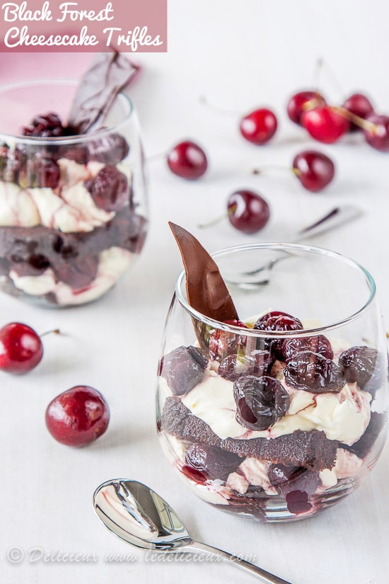 Black Forest Cheesecake Trifles recipe from Delicious Everyday | www.deliciouseveryday.com