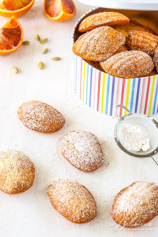 Blood Orange Madeleines with pistachio and cardamom recipe | Get the recipe at deliciouseveryday.com