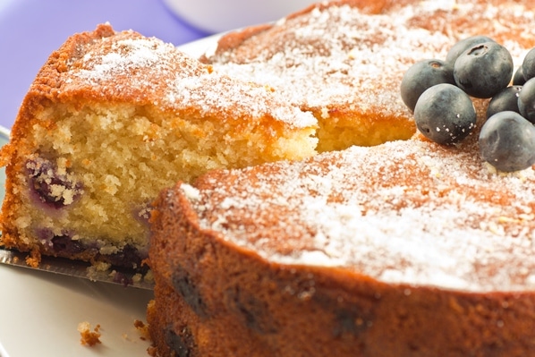close up of Blueberry & Lemon Tea Cake