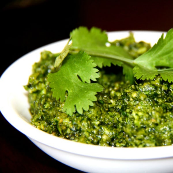 coriander pesto in a bowl