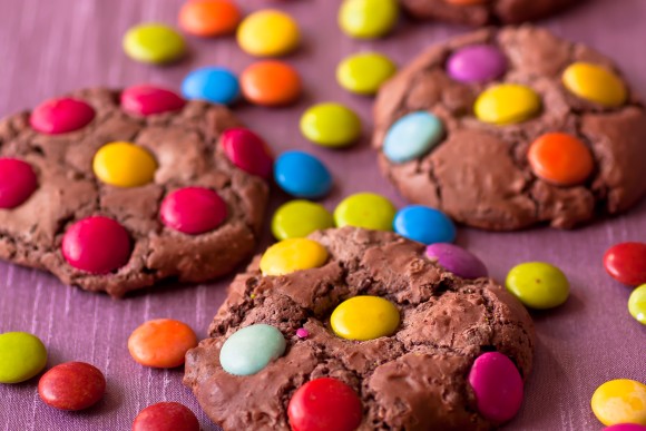 Chewy chocolate smartie cookies