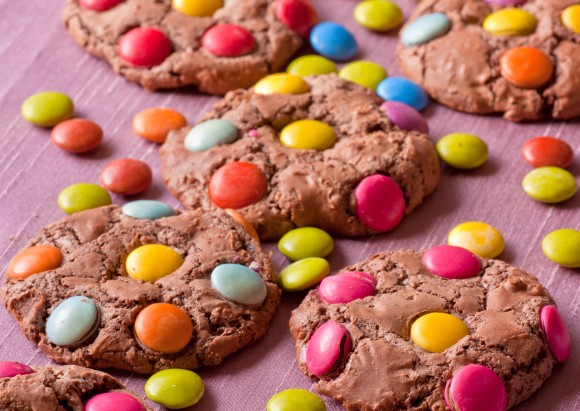 Chocolate smartie cookies