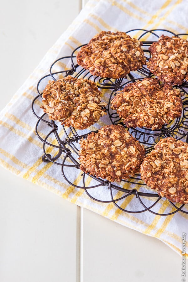 Coconut Flour Anzac biscuits recipe - refined sugar and dairy free #vegan | DeliciousEveryday.com