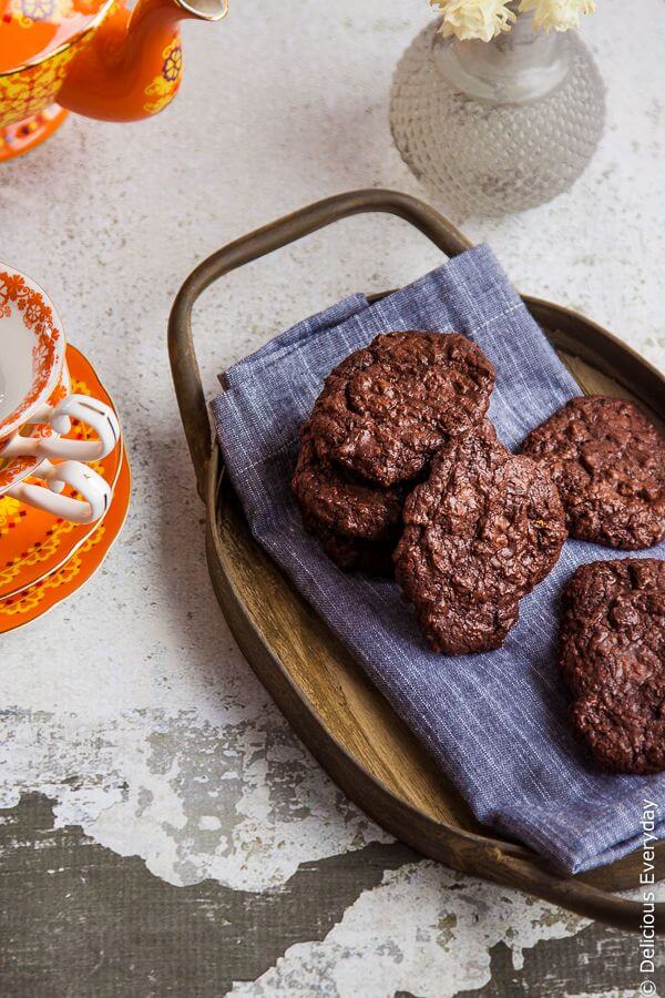 Orange Scented Double Chocolate Chip Cookies - these gluten free and dairy free cookies are easy to whip together and are absolutely addictive | DeliciousEveryday.com
