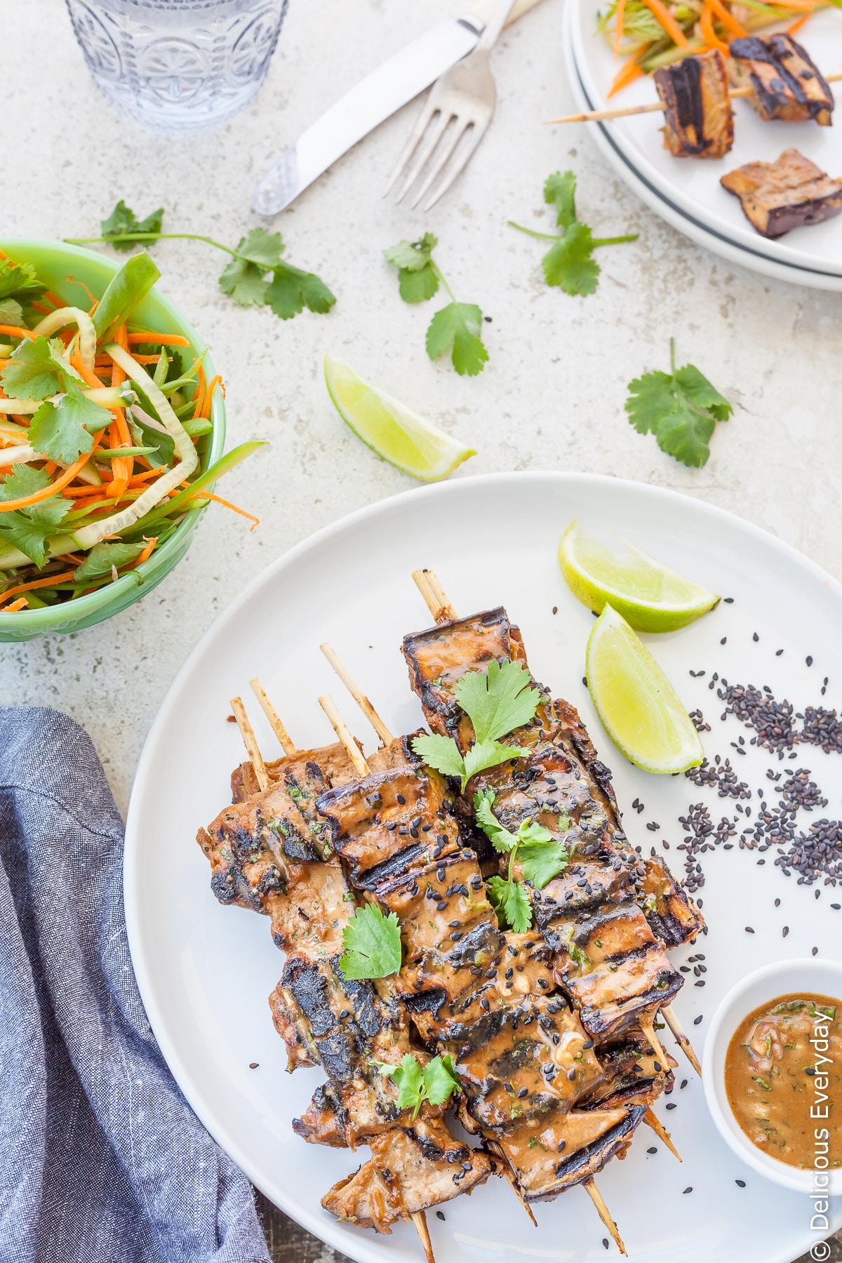 These Grilled Eggplant Kebabs are grilled until soft and lightly caramelised in a tahini satay marinade. A fun twist on the traditional satay recipes that is vegan, nut free & gluten free.