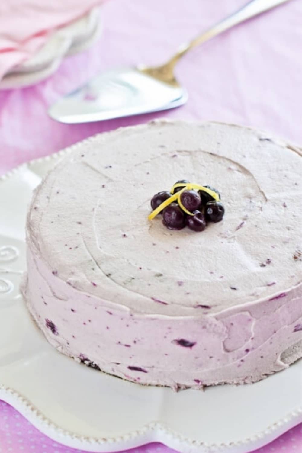 Gluten Free Lemon Cake with Blueberry Frosting