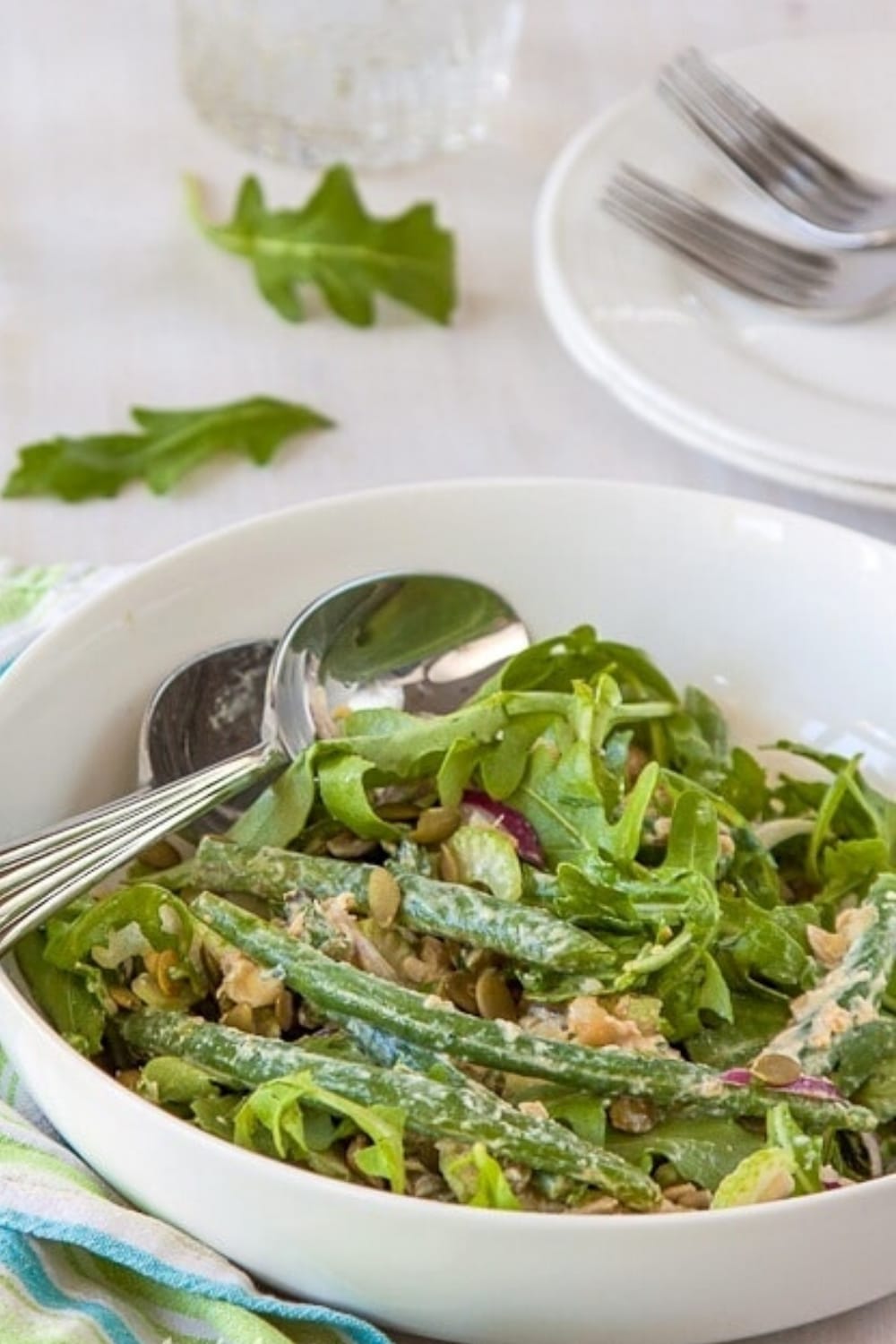 Green bean salad with yoghurt miso dressing