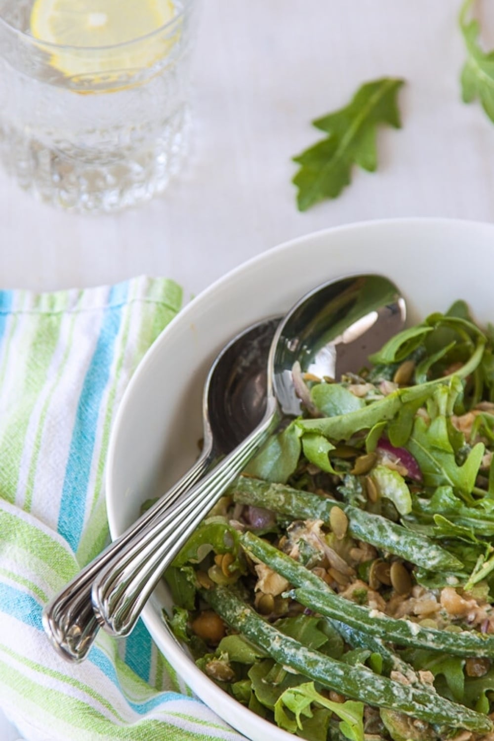 Green bean salad with yoghurt miso dressing