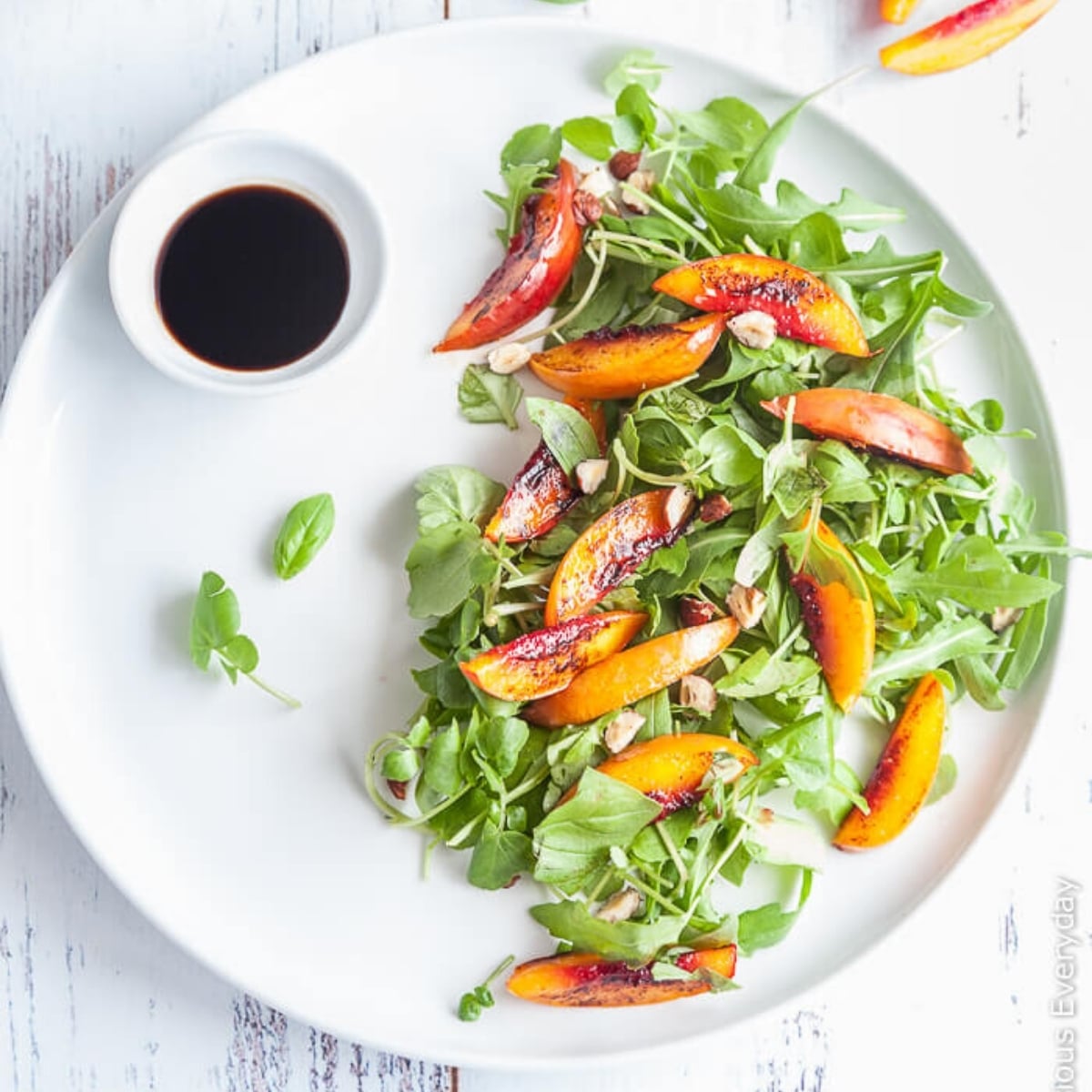 Grilled Nectarines with Arugula Balsamic and Cashew Cream 1200px square