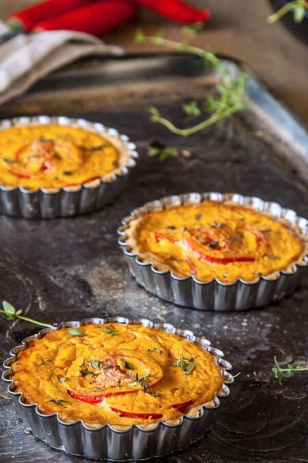 Harissa, Feta and Tomato Tartlets