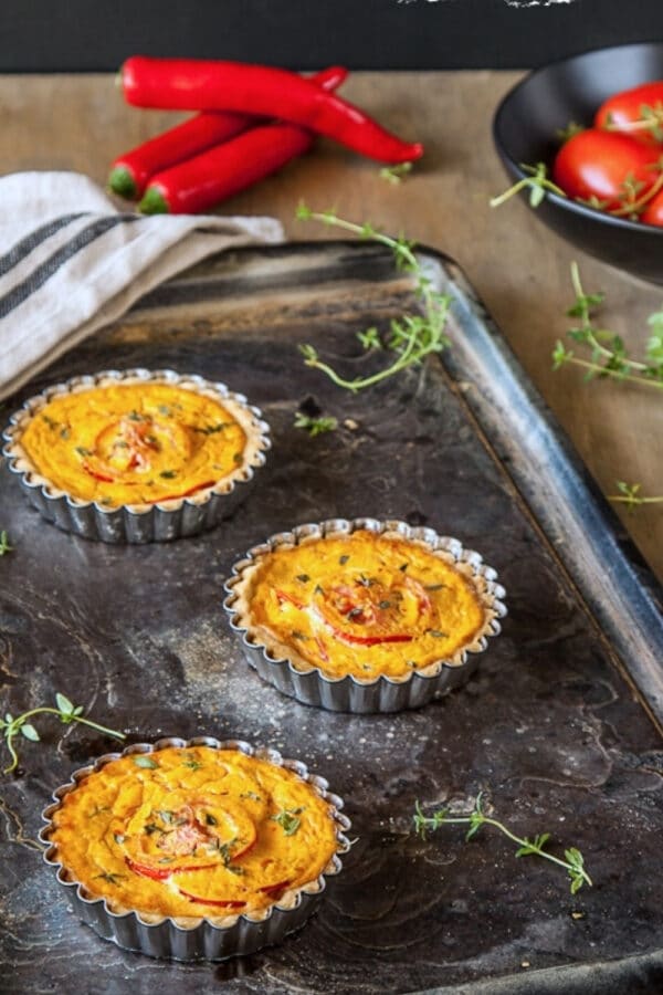 Harissa, Feta and Tomato Tartlets