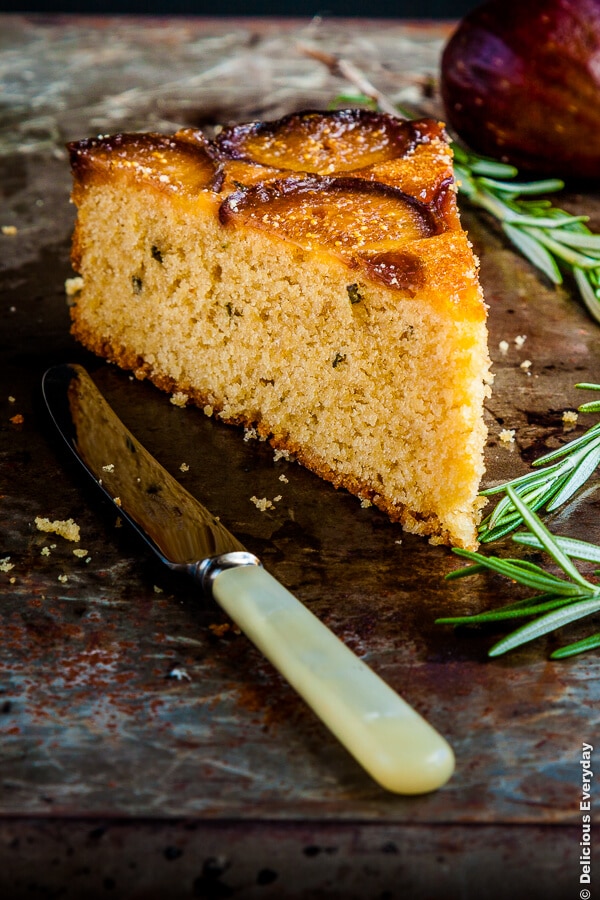 Honey and Rosemary Upside Down Fig Cake Recipe | DeliciousEveryday.com