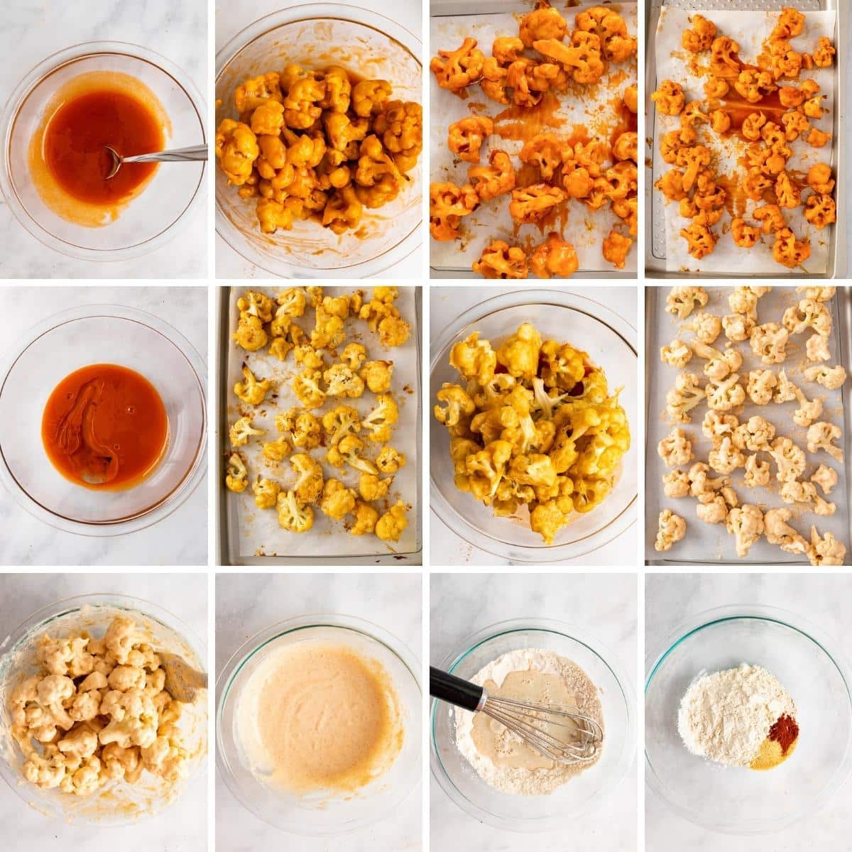 how to make baked buffalo cauliflower collage